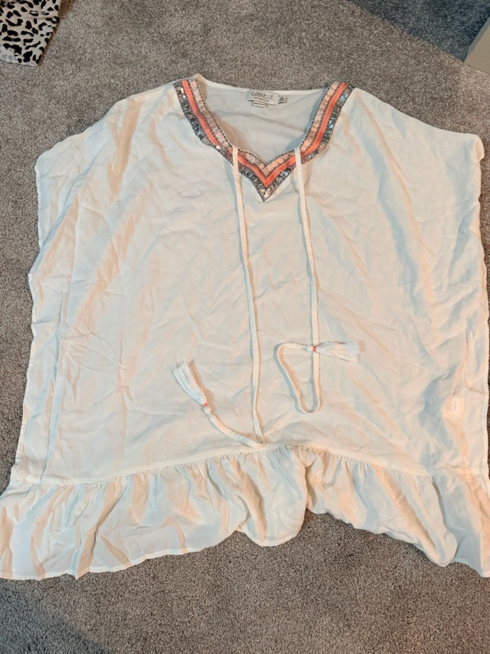 White Embroidered sparkling swim cover up